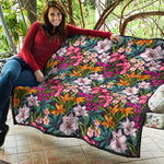 Tropical Flowers Pattern Print Quilt