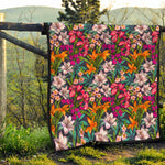 Tropical Flowers Pattern Print Quilt