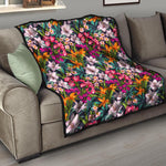 Tropical Flowers Pattern Print Quilt