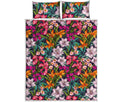 Tropical Flowers Pattern Print Quilt Bed Set
