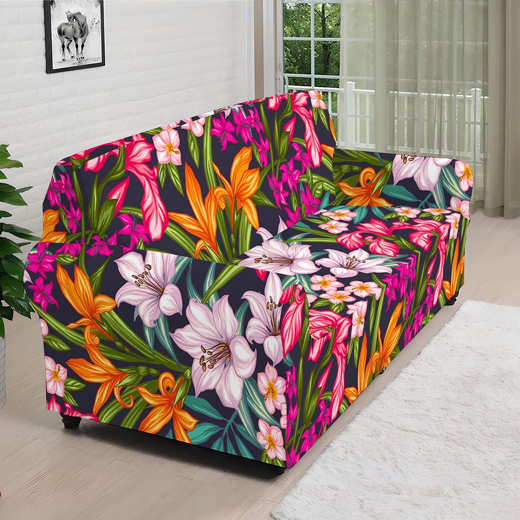 Tropical Flowers Pattern Print Sofa Cover