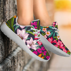 Tropical Flowers Pattern Print Sport Shoes GearFrost