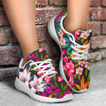 Tropical Flowers Pattern Print Sport Shoes GearFrost