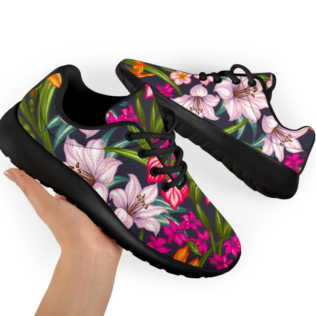 Tropical Flowers Pattern Print Sport Shoes GearFrost