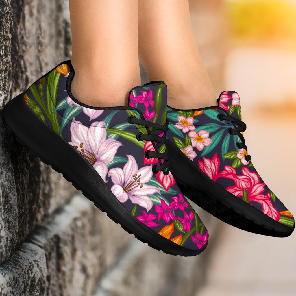 Tropical Flowers Pattern Print Sport Shoes GearFrost