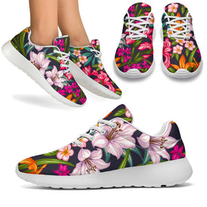 Tropical Flowers Pattern Print Sport Shoes GearFrost