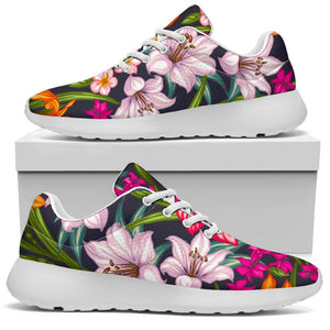 Tropical Flowers Pattern Print Sport Shoes GearFrost