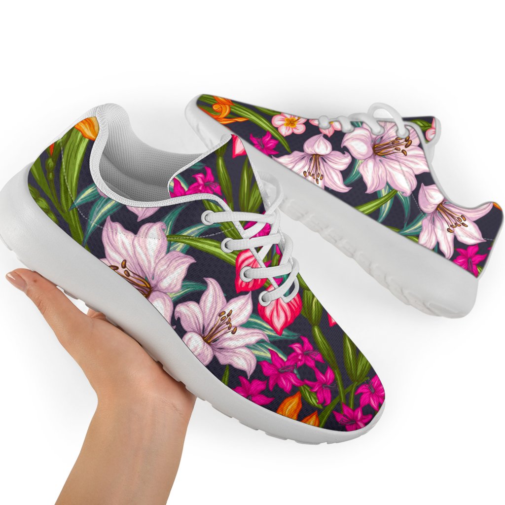 Tropical Flowers Pattern Print Sport Shoes GearFrost