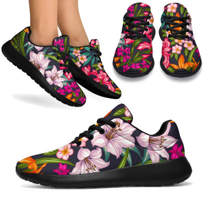 Tropical Flowers Pattern Print Sport Shoes GearFrost