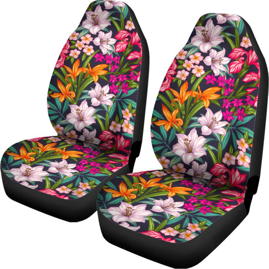 Tropical Flowers Pattern Print Universal Fit Car Seat Covers