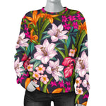 Tropical Flowers Pattern Print Women's Crewneck Sweatshirt GearFrost