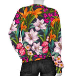 Tropical Flowers Pattern Print Women's Crewneck Sweatshirt GearFrost