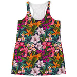 Tropical Flowers Pattern Print Women's Racerback Tank Top