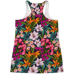 Tropical Flowers Pattern Print Women's Racerback Tank Top