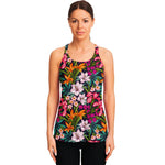 Tropical Flowers Pattern Print Women's Racerback Tank Top