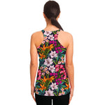 Tropical Flowers Pattern Print Women's Racerback Tank Top