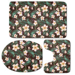 Tropical Frangipani Flower Print 3 Piece Bath Mat Set