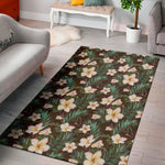 Tropical Frangipani Flower Print Area Rug
