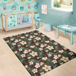 Tropical Frangipani Flower Print Area Rug