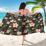 Tropical Frangipani Flower Print Beach Sarong Wrap