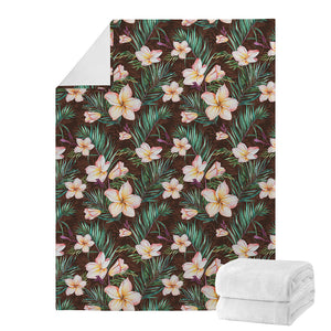 Tropical Frangipani Flower Print Blanket