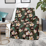 Tropical Frangipani Flower Print Blanket