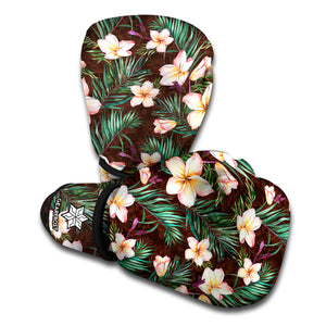 Tropical Frangipani Flower Print Boxing Gloves