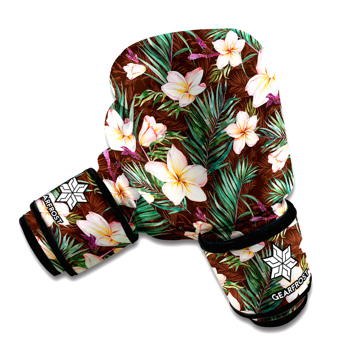 Tropical Frangipani Flower Print Boxing Gloves