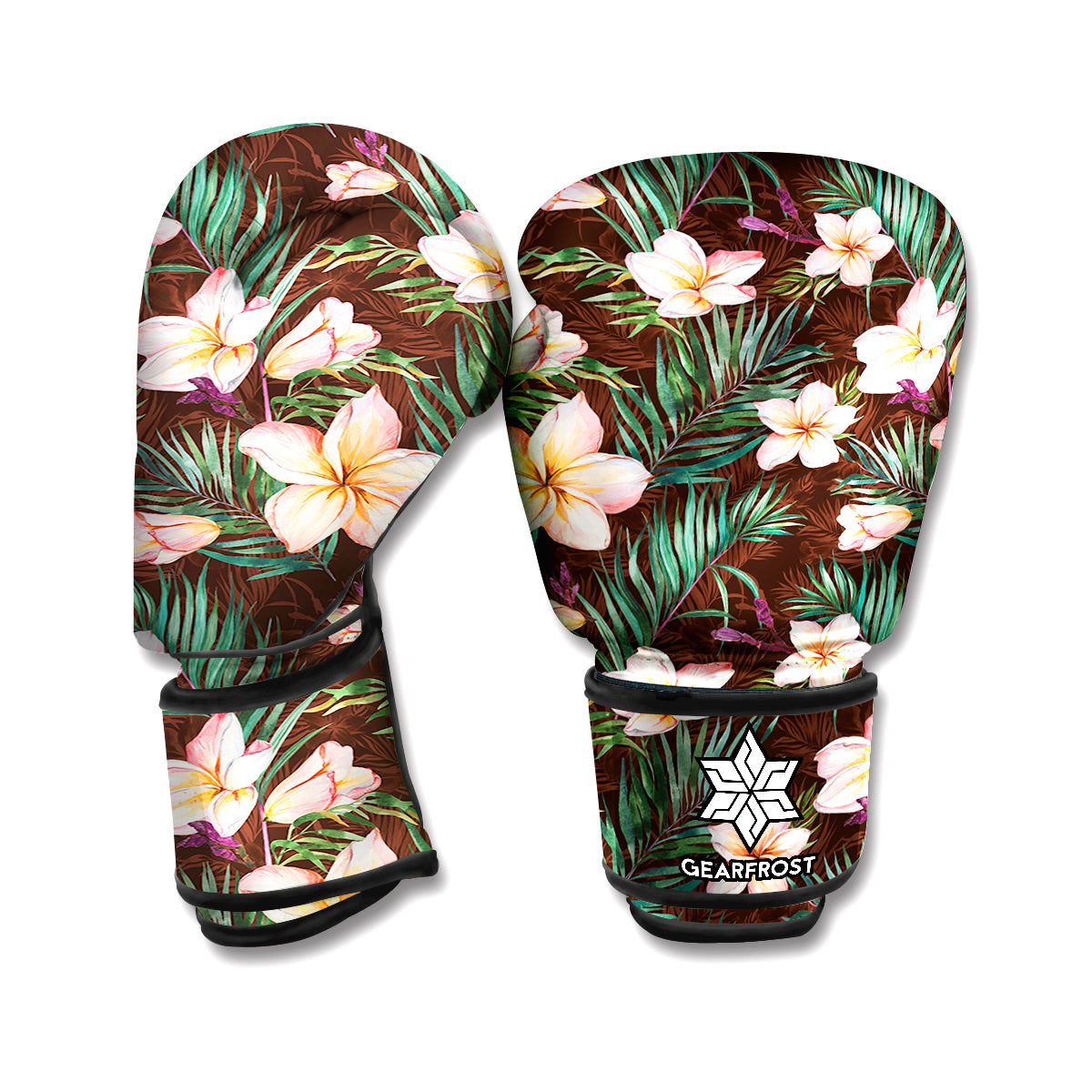 Tropical Frangipani Flower Print Boxing Gloves