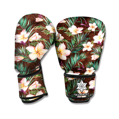 Tropical Frangipani Flower Print Boxing Gloves