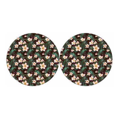 Tropical Frangipani Flower Print Car Coasters