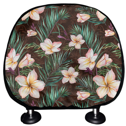 Tropical Frangipani Flower Print Car Headrest Covers