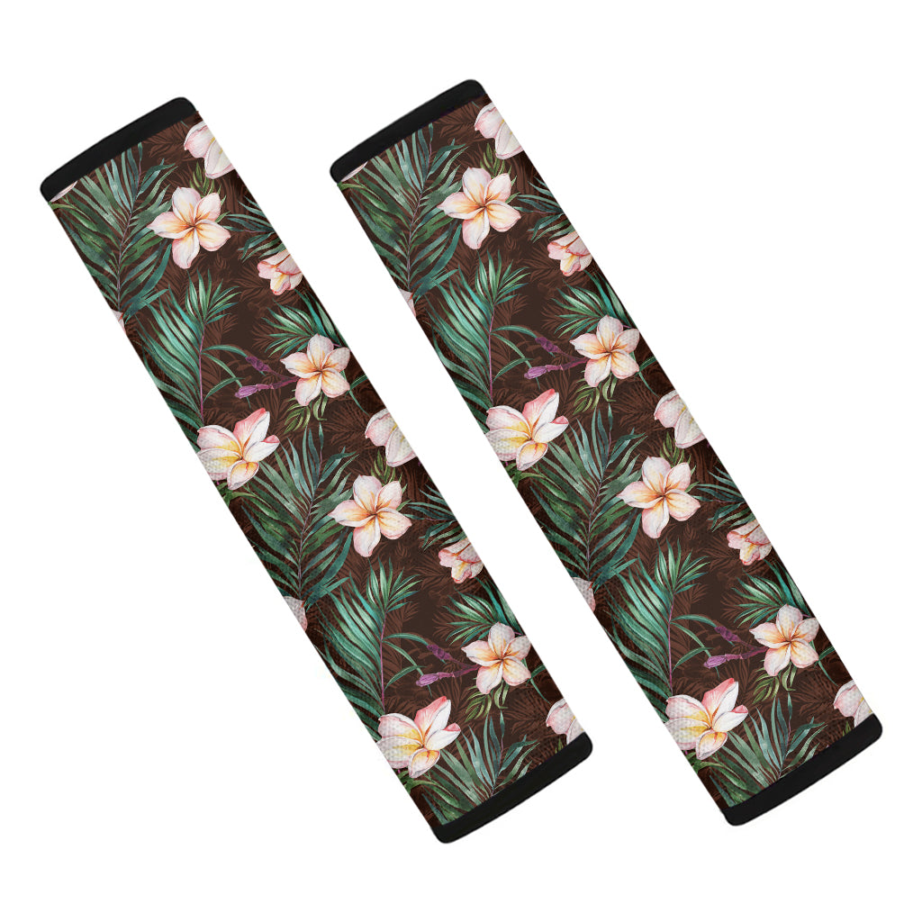 Tropical Frangipani Flower Print Car Seat Belt Covers