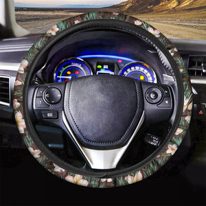 Tropical Frangipani Flower Print Car Steering Wheel Cover