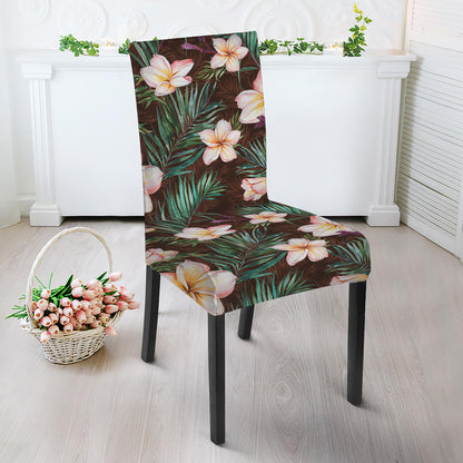 Tropical Frangipani Flower Print Dining Chair Slipcover