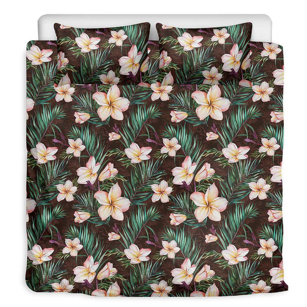 Tropical Frangipani Flower Print Duvet Cover Bedding Set