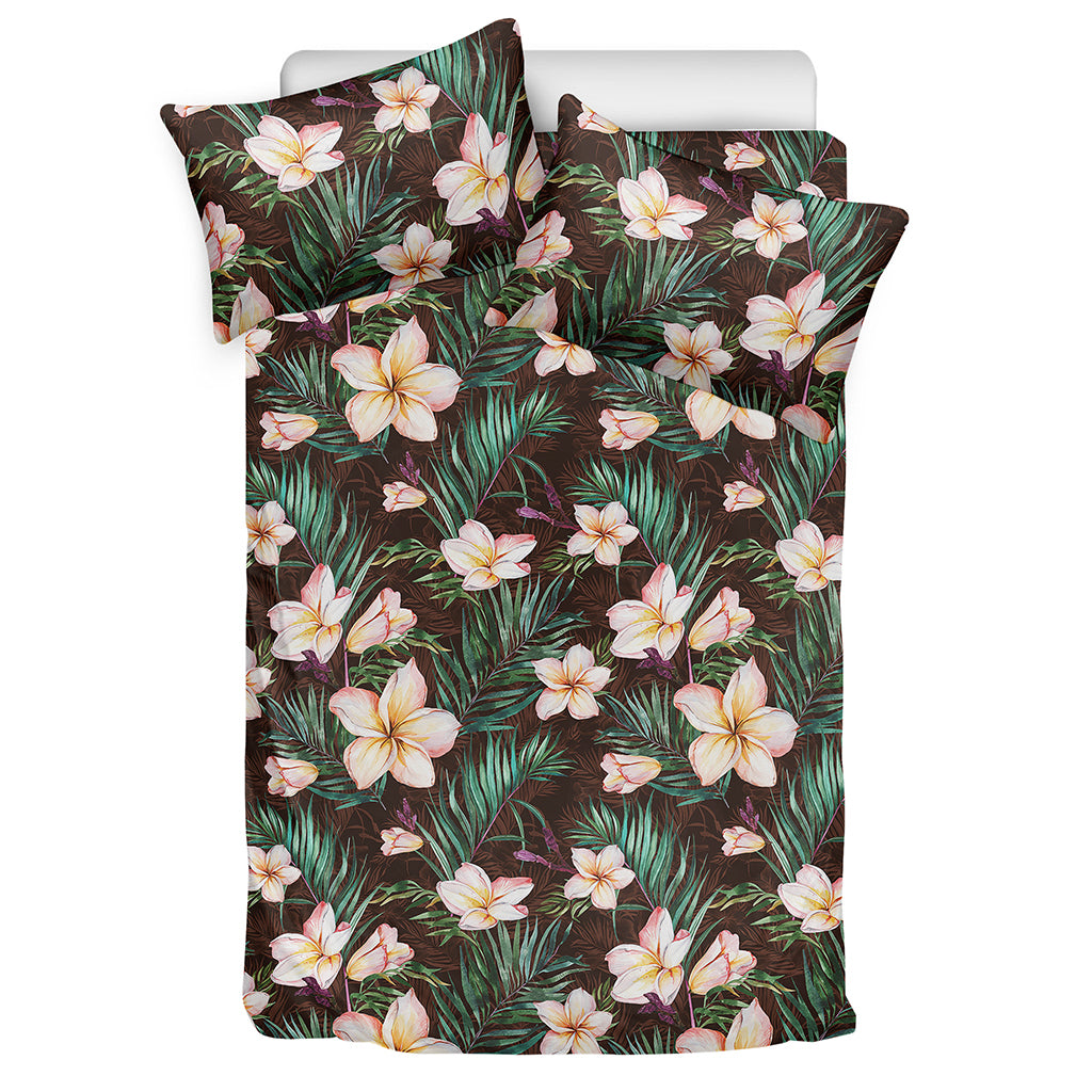 Tropical Frangipani Flower Print Duvet Cover Bedding Set