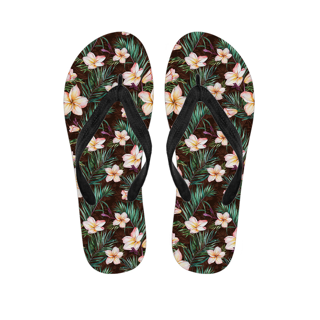 Tropical Frangipani Flower Print Flip Flops