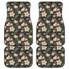 Tropical Frangipani Flower Print Front and Back Car Floor Mats