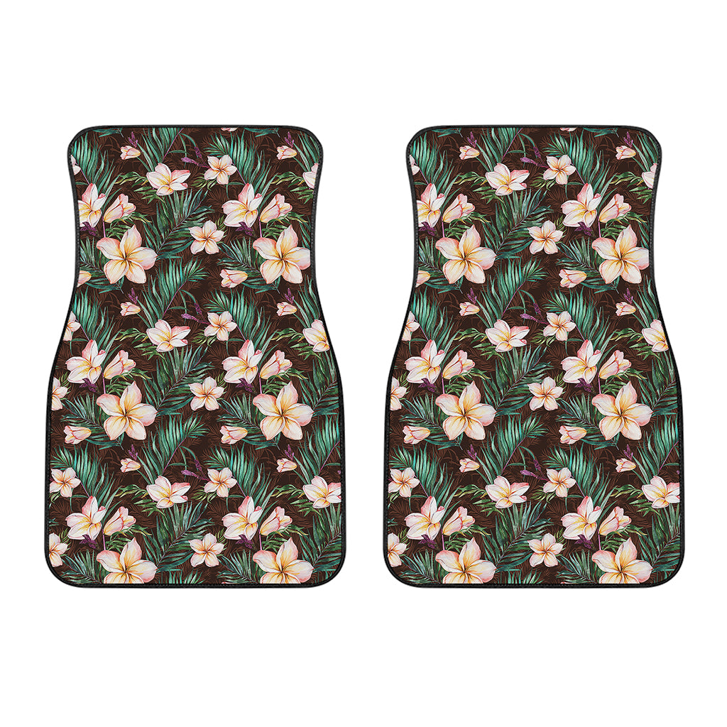 Tropical Frangipani Flower Print Front Car Floor Mats