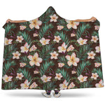 Tropical Frangipani Flower Print Hooded Blanket
