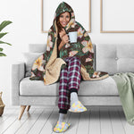 Tropical Frangipani Flower Print Hooded Blanket