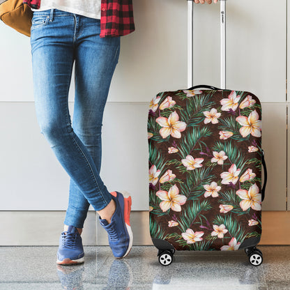 Tropical Frangipani Flower Print Luggage Cover
