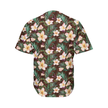 Tropical Frangipani Flower Print Men's Baseball Jersey