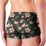 Tropical Frangipani Flower Print Men's Boxer Briefs