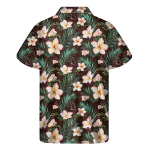 Tropical Frangipani Flower Print Men's Short Sleeve Shirt