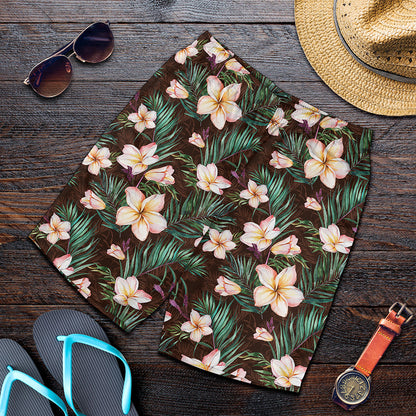 Tropical Frangipani Flower Print Men's Shorts