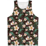 Tropical Frangipani Flower Print Men's Tank Top