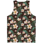 Tropical Frangipani Flower Print Men's Tank Top