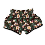 Tropical Frangipani Flower Print Muay Thai Boxing Shorts